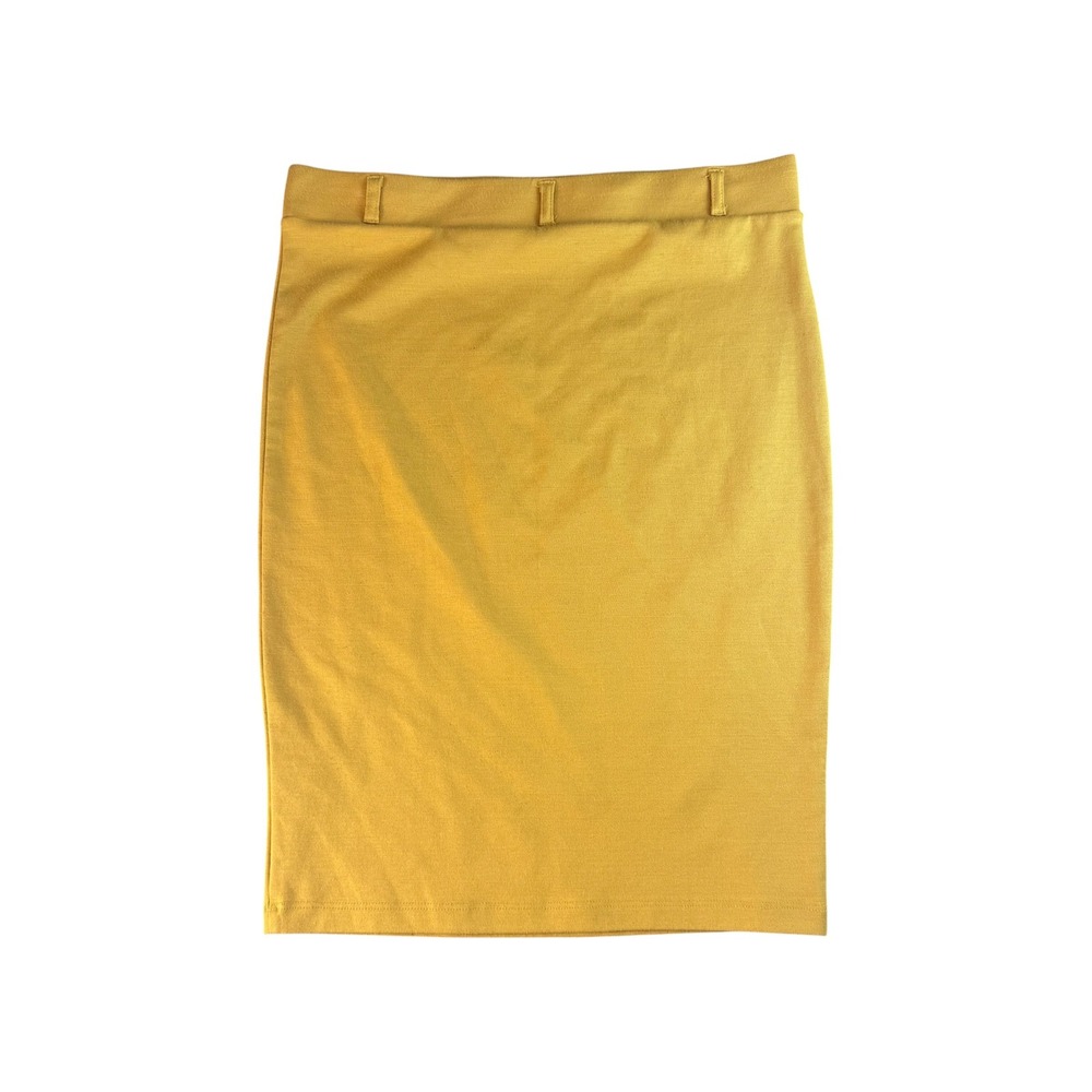 Iris Los Angeles Mustard Yellow Textured Stretch Pencil Skirt Womens Large - Picture 5 of 5